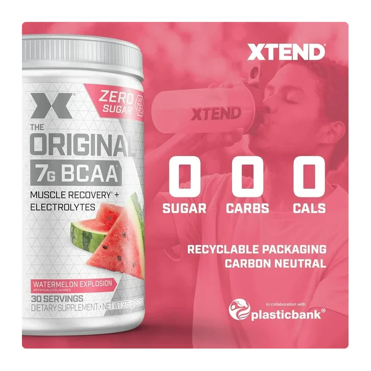 XTEND Original BCAA Post Work Muscle Recovery & Hydration Amino Acids, Watermelon, 30 Servings