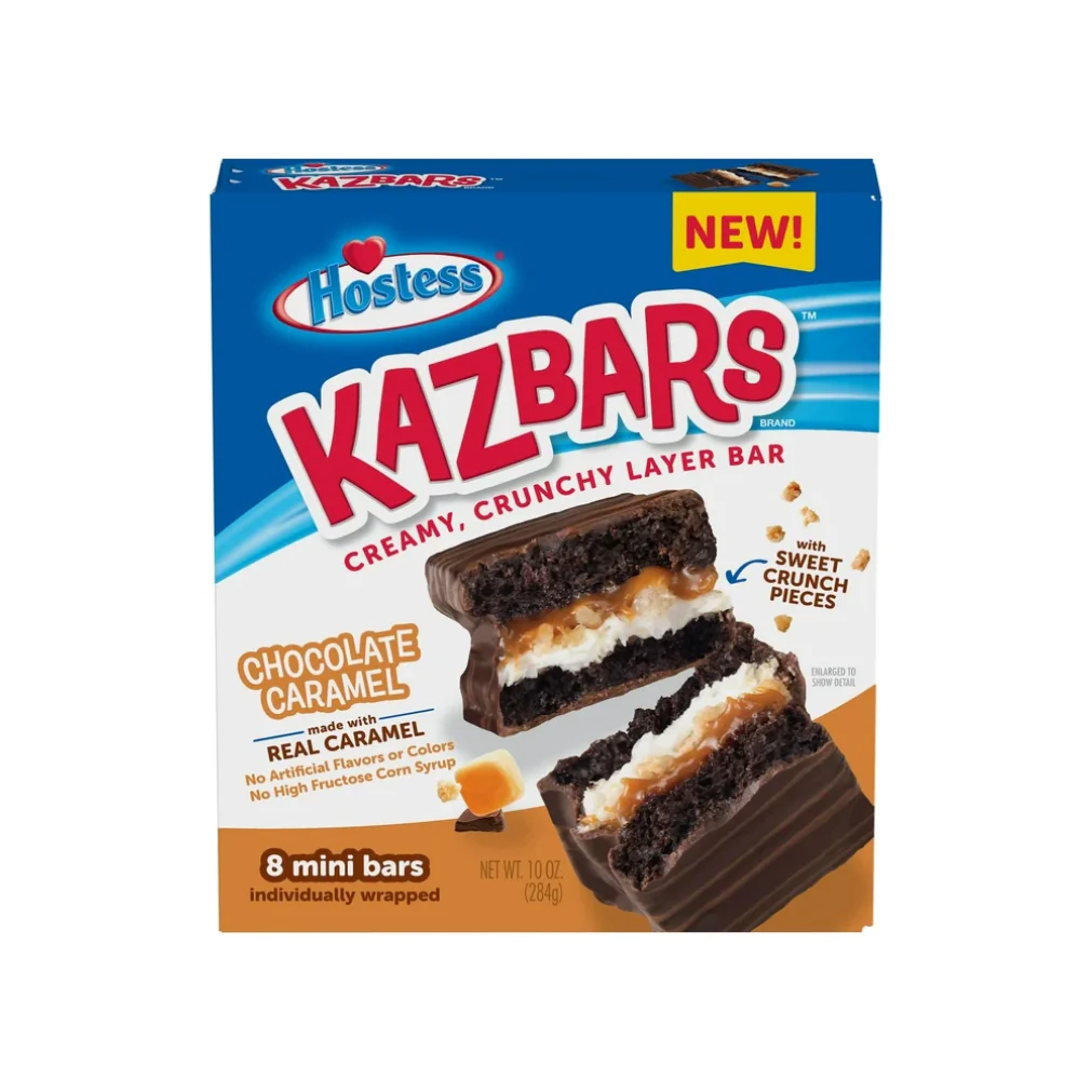 Hostess Chocolate Caramel Kazbars Creamy & Crunchy Layer Bar, Individually Wrapped, 8 Count 10 oz