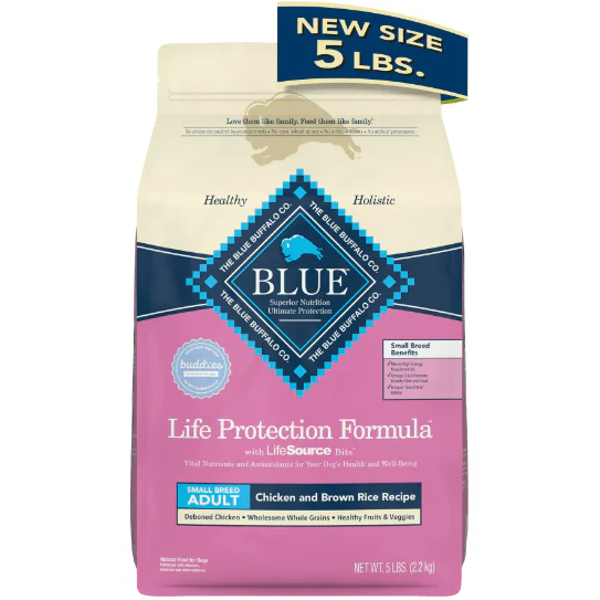 Blue Buffalo Life Protection Formula Small Breed Chicken and Brown Rice Dry Dog Food for Adult Dogs, Whole Grain, 5 lb.