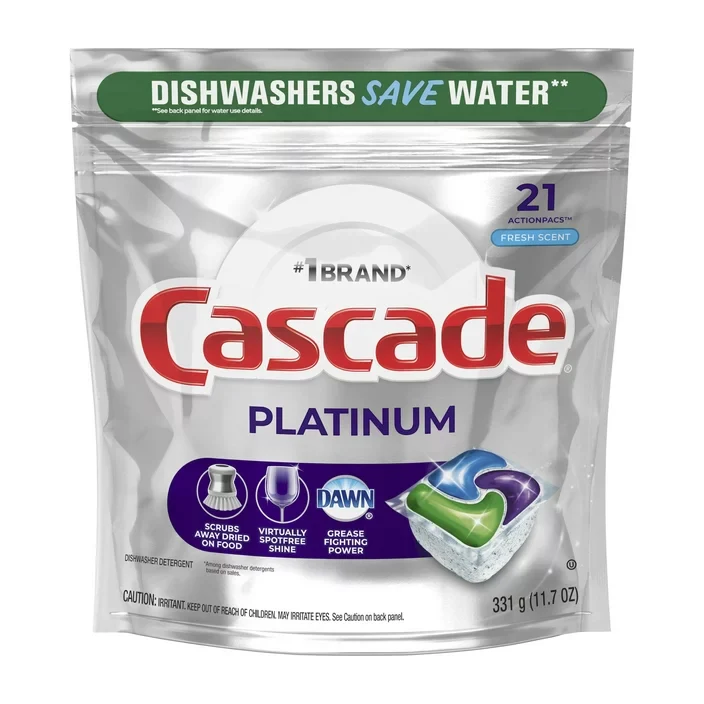Cascade Platinum Dishwasher Detergent Pods, Fresh Scent, 21 Count