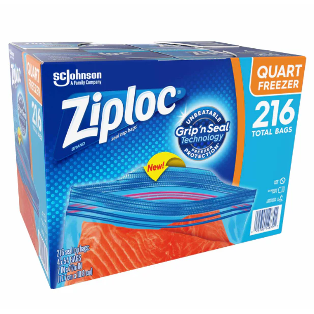 Ziploc Easy Open Tabs Freezer Quart Bags (216 ct.)
