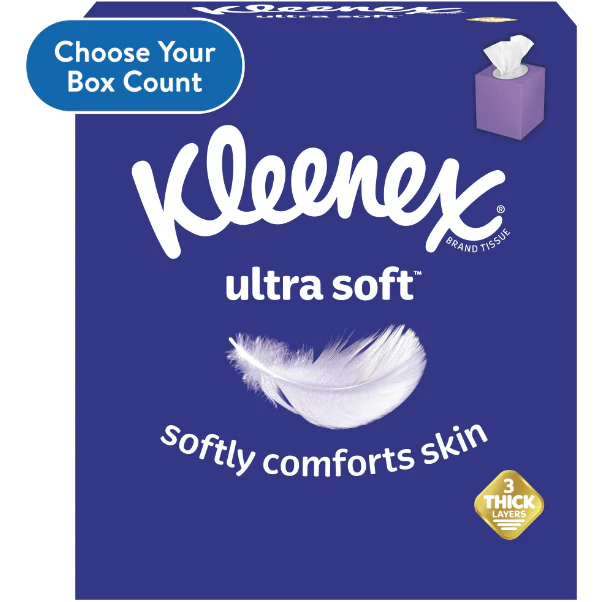 Kleenex Ultra Soft Facial Tissues, 4 Cube Boxes (240 Total Tissues)