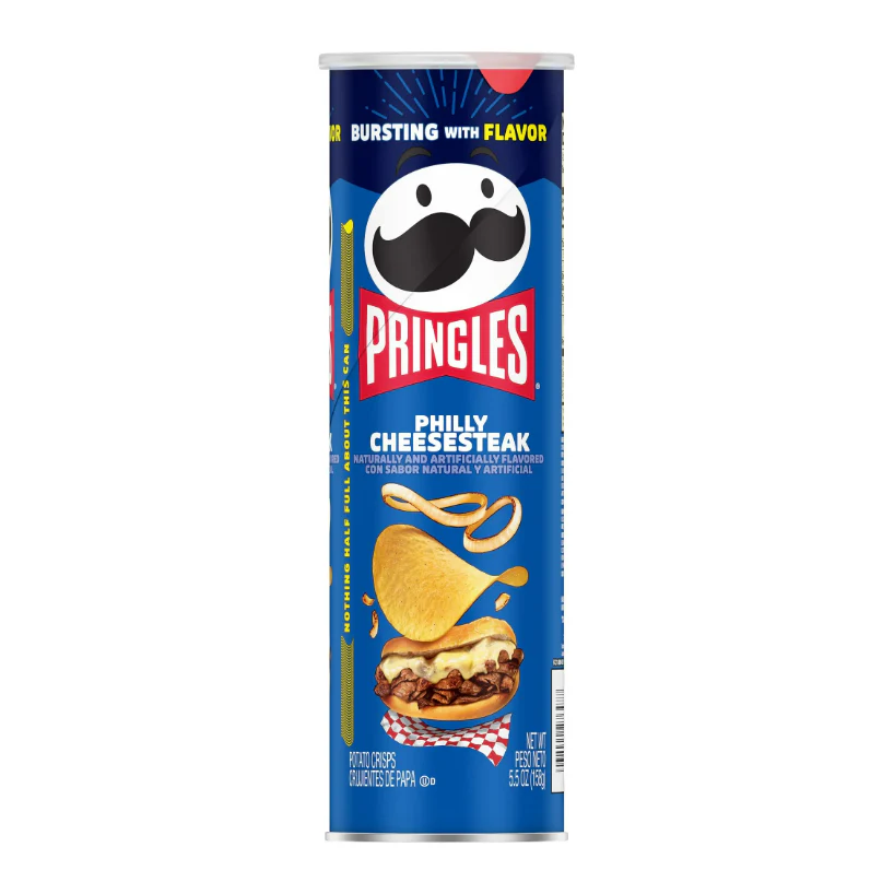Pringles Philly Cheesesteak Potato Crisps Chips, Lunch Snacks, 5.5 oz