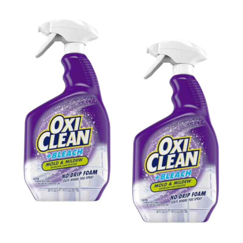 OxiClean plus Bleach, No Drip Foam, Mold & Mildew Bathroom Stain Remover 30 oz.(Pack of 2)