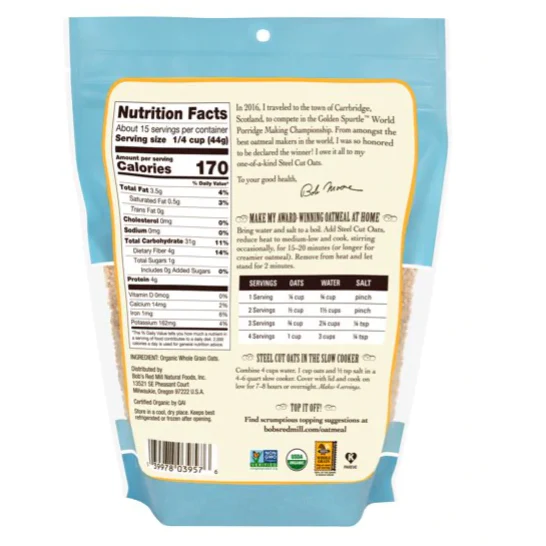 Bob's Red Mill Organic Steel Cut Oats, 24 oz