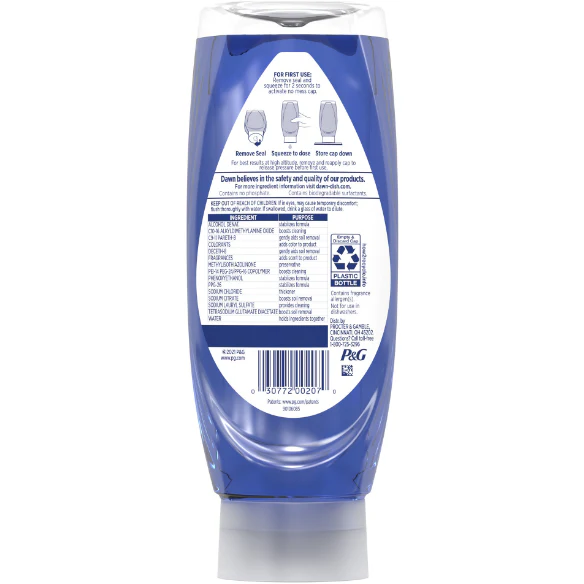 Dawn EZ-Squeeze Platinum Dishwashing Liquid Dish Soap, Refreshing Rain Scent, 18 fl oz