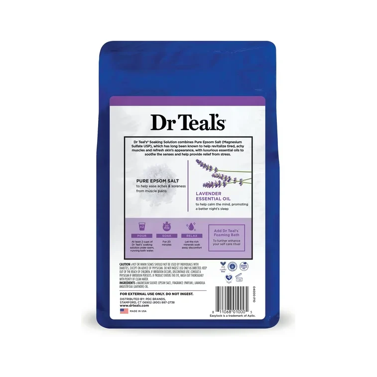 Dr Teal's Pure Epsom Salt Soak, Soothe & Sleep with Lavender, 3lbs