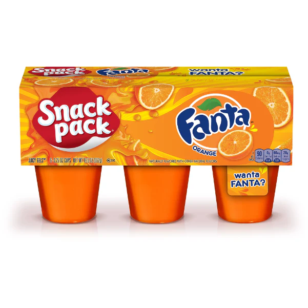 Snack Pack Fanta Orange Flavored Juicy Gels, 6 Count Snack Cups