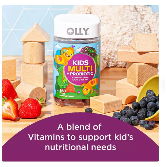 OLLY Kids Multivitamin + Probiotic Gummy, Berry 160 ct.