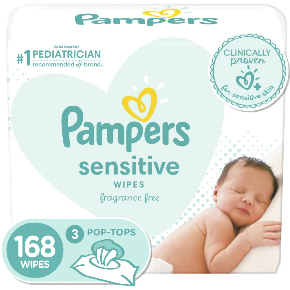 Pampers Sensitive Baby Wipes, 3X Pop-top Packs, 168 Ct