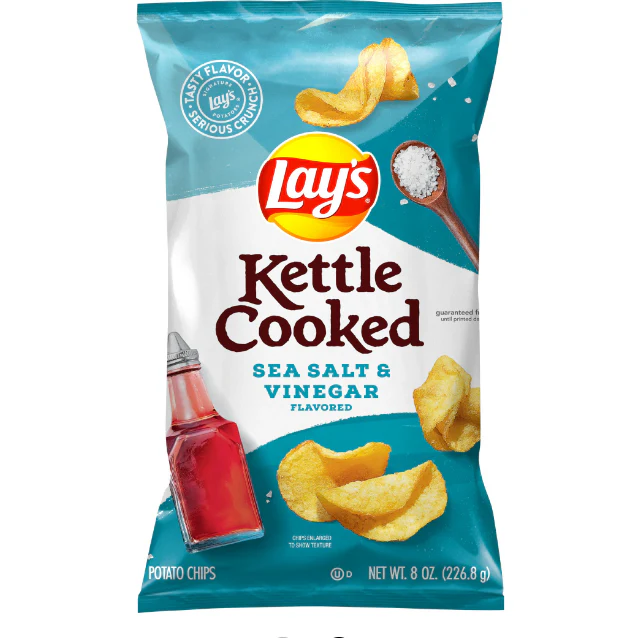 Lay's Kettle Cooked Sea Salt & Vinegar Potato Chips, 8 Oz.