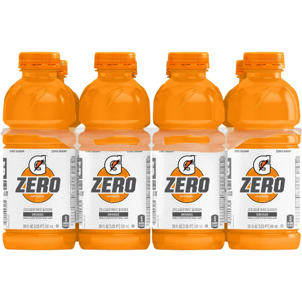 Gatorade G Zero Thirst Quencher, Orange, 20 fl oz 8 pack