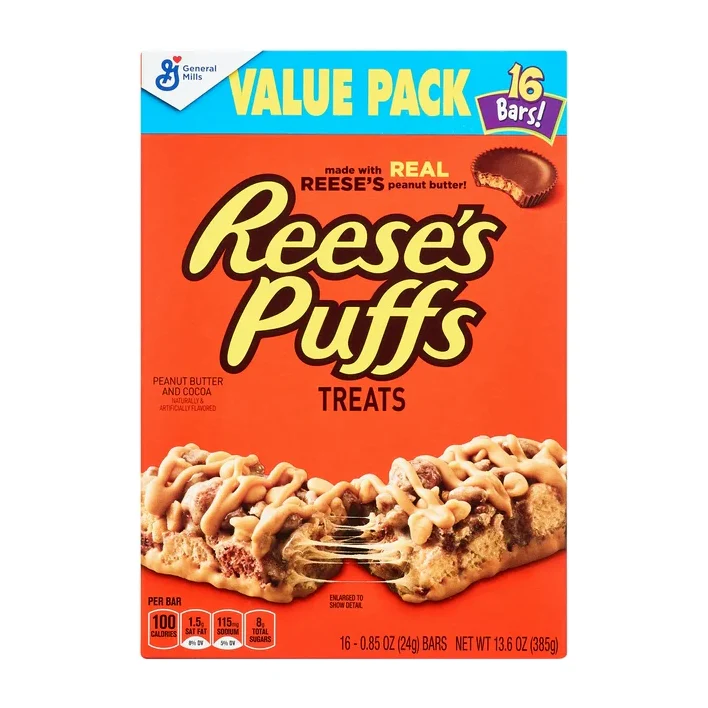 Reese's Puffs Breakfast Cereal Treat Bars, Peanut Butter & Cocoa, 16 ct
