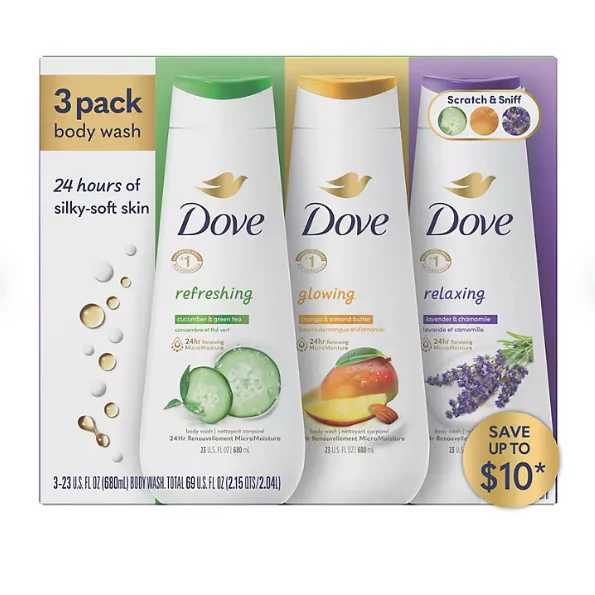 Dove Refresh, Glow & Relax Body Wash Collection (23 fl. oz., 3 pk.)