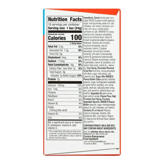 Reese's Puffs Breakfast Cereal Treat Bars, Peanut Butter & Cocoa, 16 ct