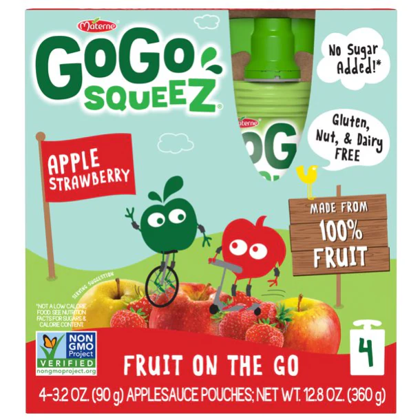 GoGo squeeZ Applesauce, Apple Strawberry, 3.2 Oz