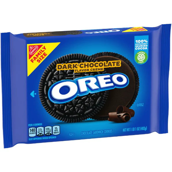 OREO Dark Chocolate Creme Chocolate Sandwich Cookies, Family Size, 17 oz