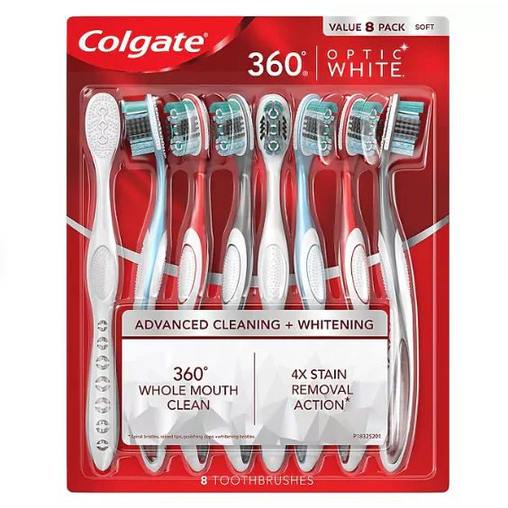 Colgate Optic White 360 Manual Toothbrush, Soft (8 pk.)