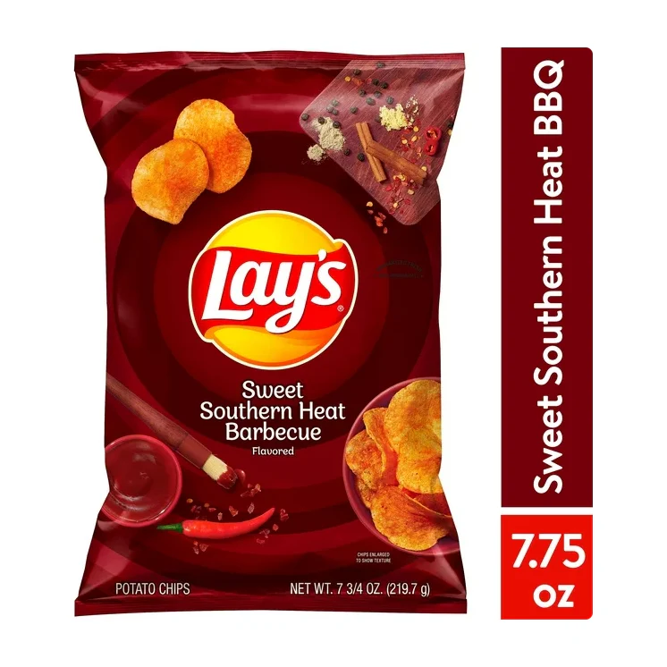 Lay's Potato Chips, Sweet Southern Heat Barbecue Flavor, 7.75 oz Bag