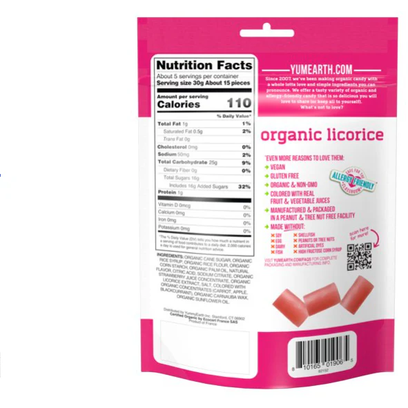 YumEarth Organic Candy - Vegan & Gluten Free Licorice, Strawberry, 5 oz