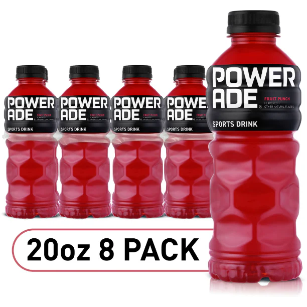POWERADE Fruit Punch, ION4 Electrolyte Enhanced Fruit Flavored Sports Drink w/ Vitamins B3, B6, and B12, Replenish Sodium, Calcium, Potassium, Magnesium, 20 fl oz, 8 Pack