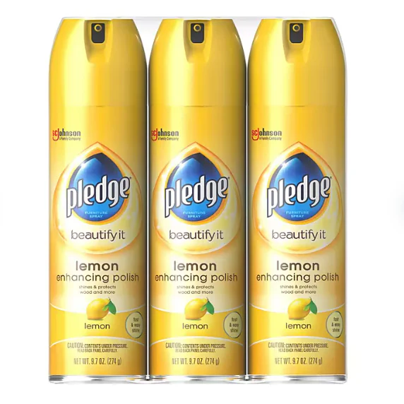 Pledge Furniture Enhancing Polish Spray, Lemon (9.7 oz., 3 pk.)