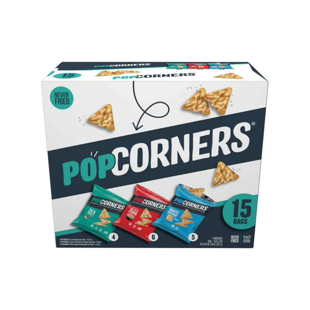 PopCorners Popped Corn Snack Chips, 3 Flavor Variety Pack, 15 Count Multipack