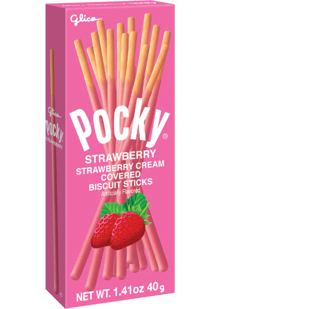 Pocky Glico Strawberry Creme Covered Biscuit Sticks, 1.41 Oz