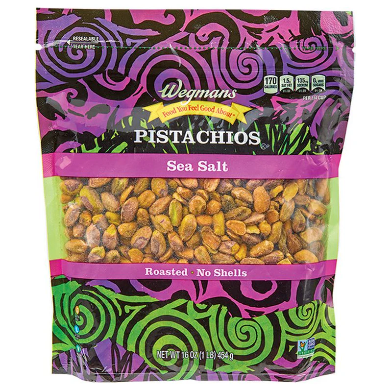 Wegmans Sea Salt Roasted Pistachios, No Shells 16 OZ