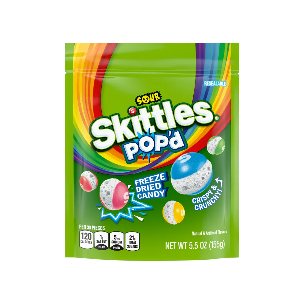 SKITTLES POP'd Sour Freeze Dried Candy - 5.5 oz