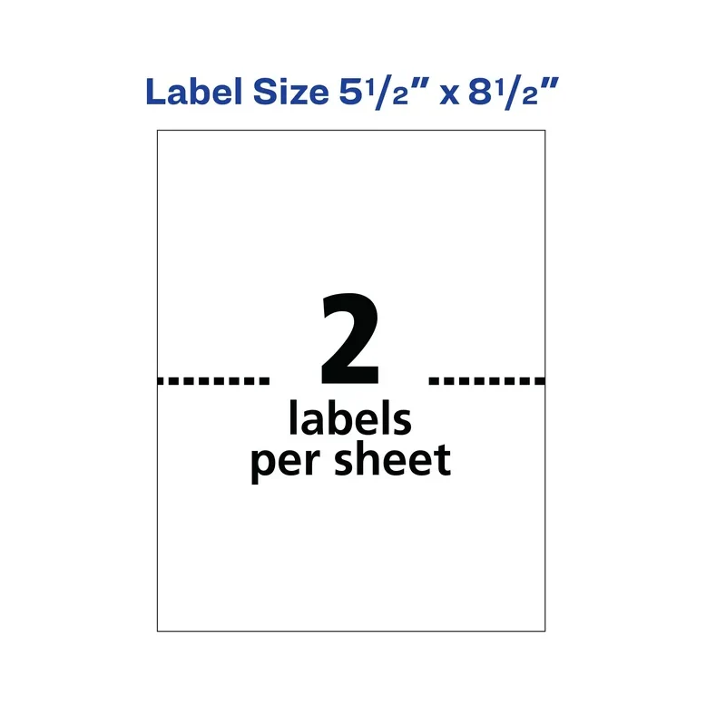Avery Shipping Labels, 5.5 x 8.5, White, TrueBlock, Inkjet, 20 Labels (18126) 0.399 lb