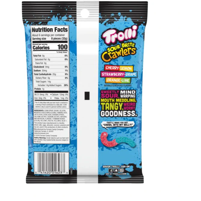 Trolli Sour Brite Crawlers Gummy Candy, 7.2 Oz