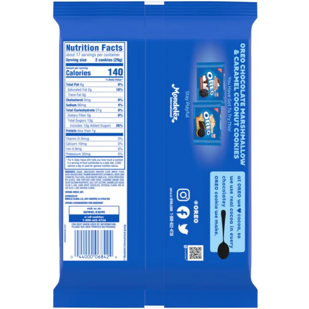 OREO Java Chip Flavored Creme Chocolate Sandwich Cookies, Family Size, 17 oz