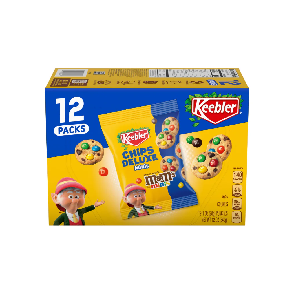 Keebler Chips Deluxe Minis Cookies with M&M's Minis Snack Bags , 12 Count