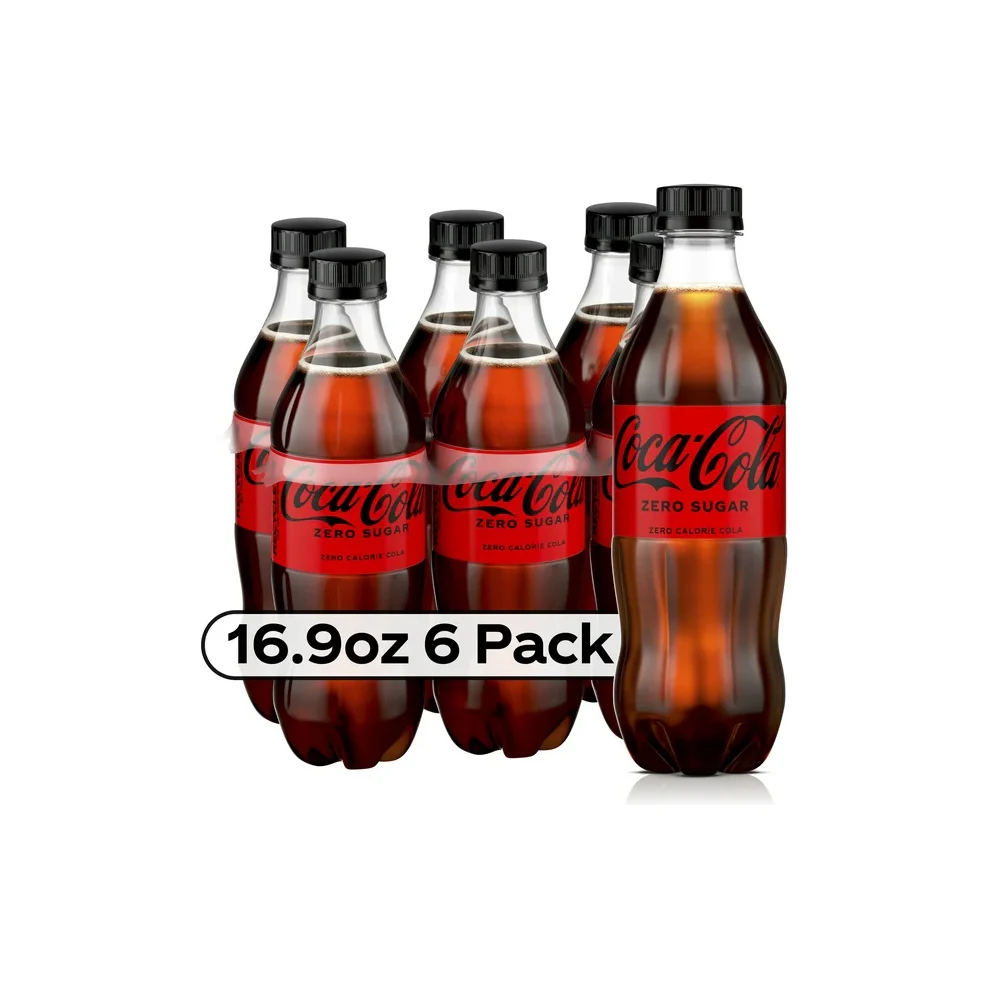 Coca-Cola Zero Sugar Soda Pop, 16.9 fl oz, 6 Pack Cans