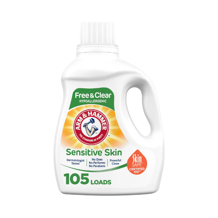 Arm & Hammer Sensitive Skin Free & Clear, 105 Loads Liquid Laundry Detergent, 105 Fl oz