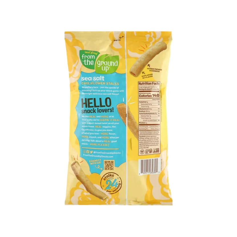 Real Food From The Ground Up Cauliflower Sea Salt Stalks, 4 oz bag