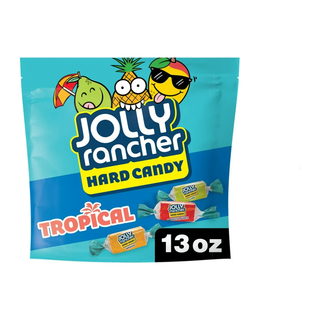 Jolly Rancher Assorted Tropical Fruit Flavored Hard Candy, Resealable Bag 13 oz
