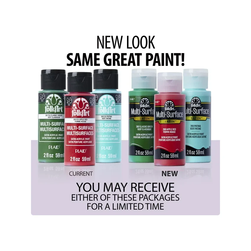 FolkArt Multi-Surface Acrylic Craft Paint, Satin Finish, Apple Red, 2 fl oz