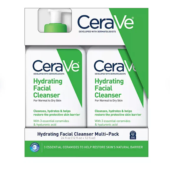 CeraVe Hydrating Facial Cleanser, Normal to Dry Skin, 12 fl. oz., 2 pk.