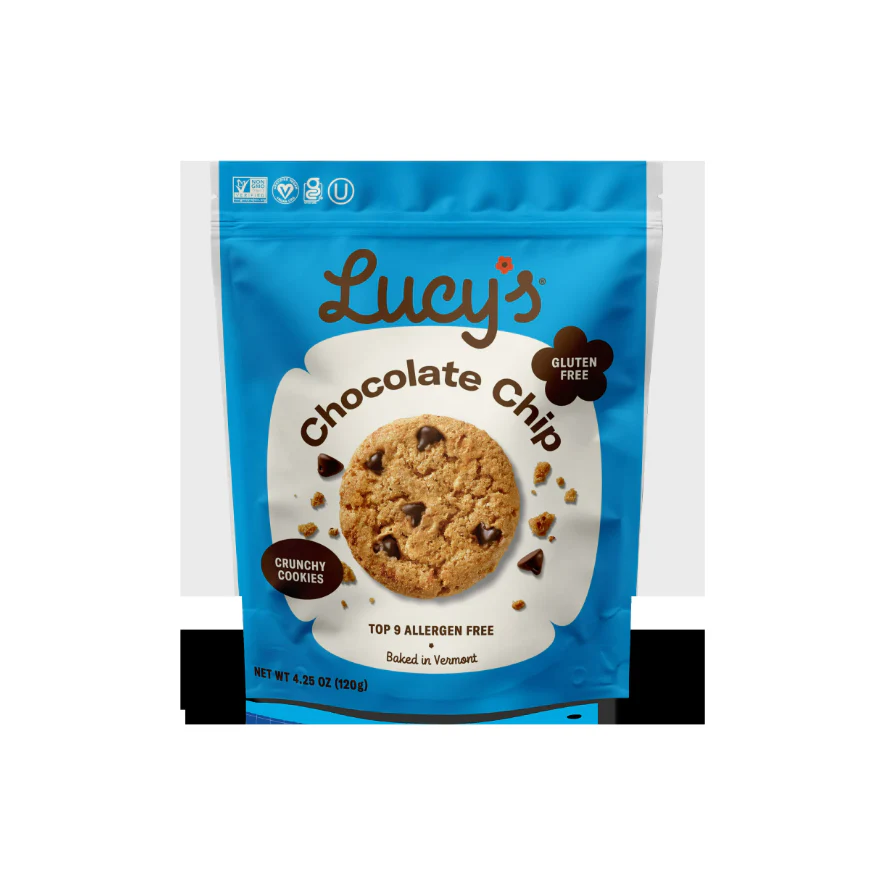 Lucy's Crunchy Cookies, Chocolate Chip, Gluten-Free, Allergen-Free, 4.25oz Pouch, 20 Count