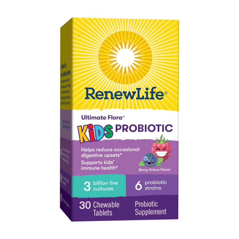 Renew Life, Ultimate Flora, Kids Probiotic, Berry-licious, 3 Billion Live Cultures, 30 Chewable Tablets