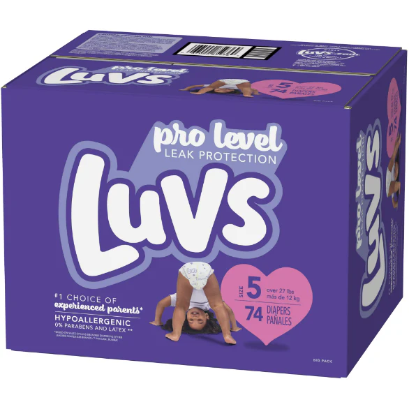 Luvs Pro Level Leak Protection Diapers, Size 5, 74 Count