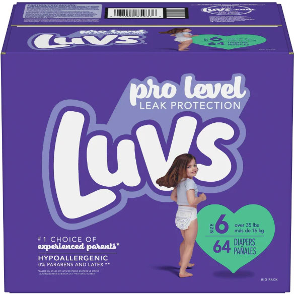 Luvs Pro Level Breathable Soft Diapers - Size 6, 64 Count