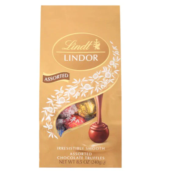 Lindt Lindor 3 Flavors Assorted Chocolate Candy Truffles, 8.5 oz Bag