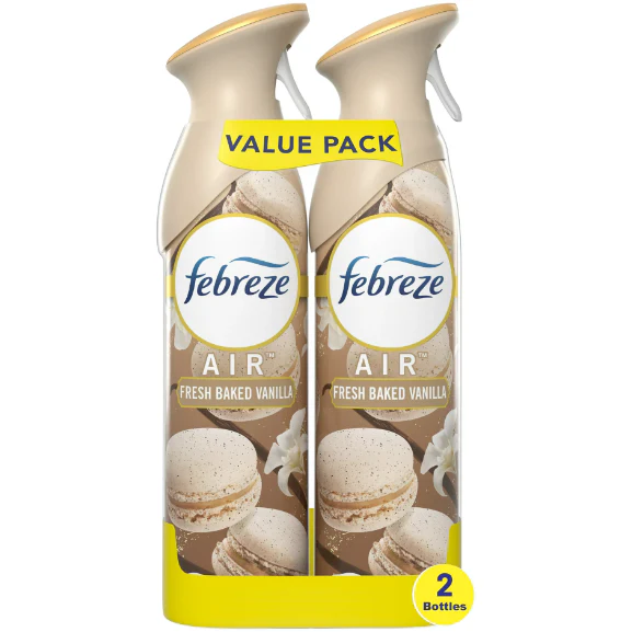 Febreze Air Effects Odor-Eliminating Air Freshener Fresh Baked Vanilla, 8.8 oz. Aerosol Can, Pack of 2