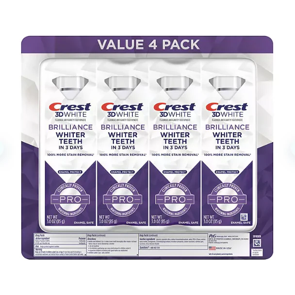 Crest 3D White Brilliance PRO Enamel Protect Toothpaste (3 oz., 4 pk.)