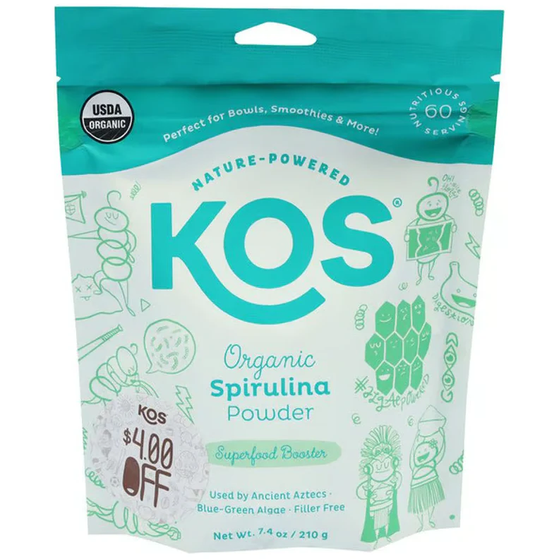KOS Spirulina Powder, Organic 7.4oz