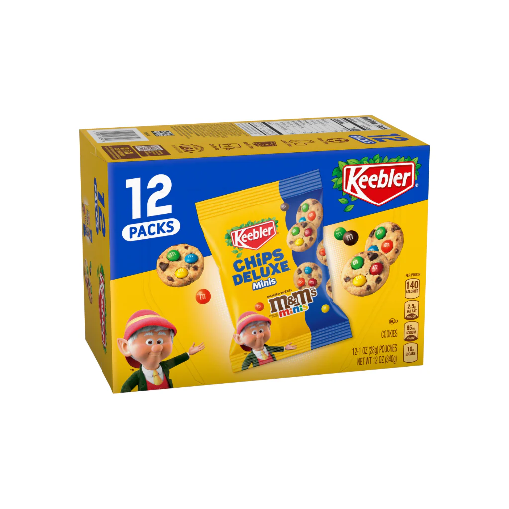 Keebler Chips Deluxe Minis Cookies with M&M's Minis Snack Bags , 12 Count