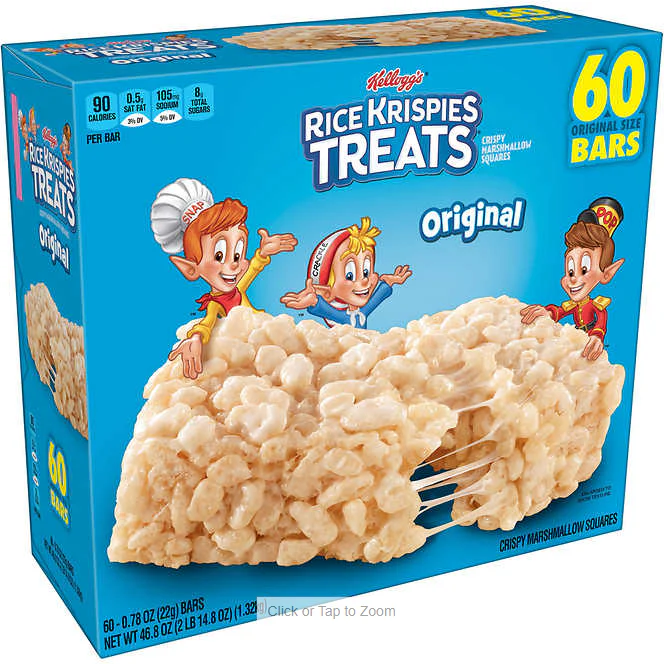 Kellogg's Rice Krispies Treats, 0.78 oz, 60-count